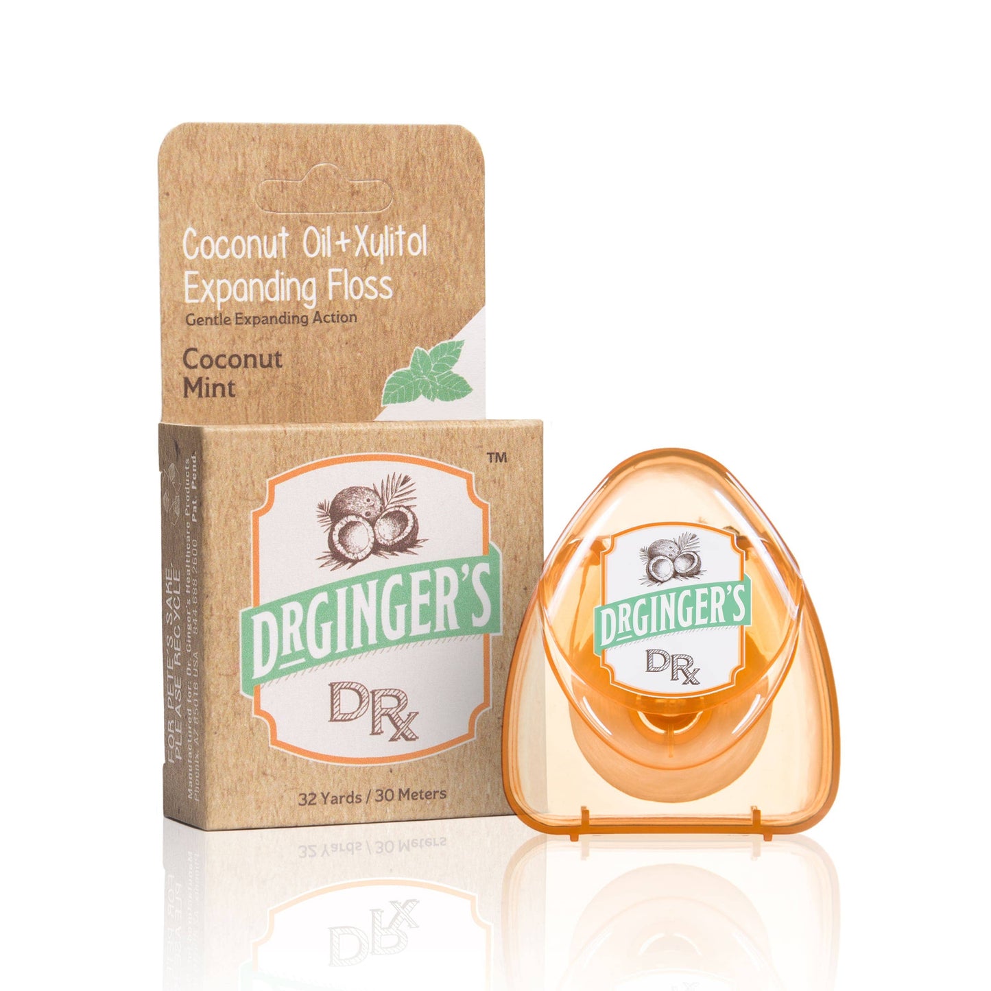Dr. Ginger's | Coconut Powered Oral Care - Expanding Dental Floss | Coconut Oil | Gentle Deep Clean