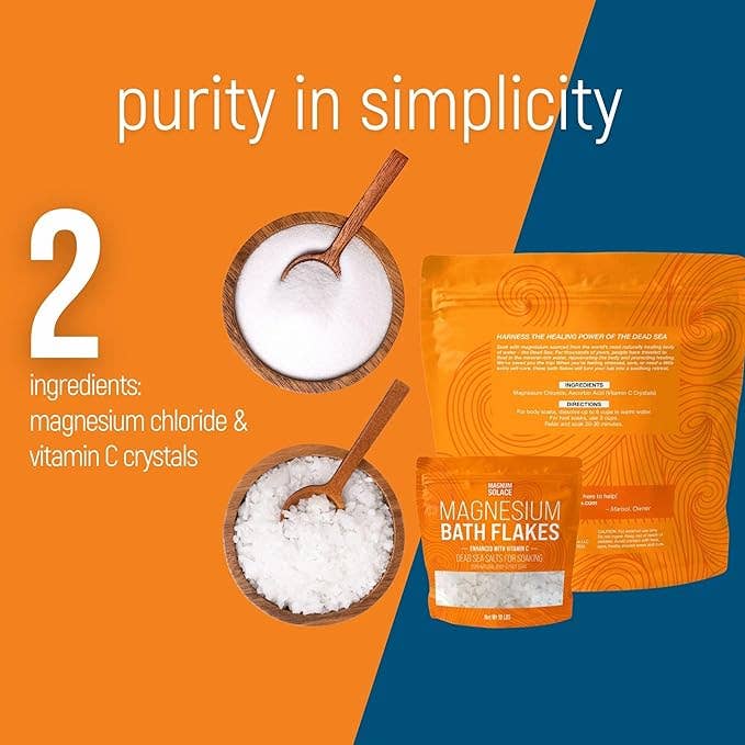 Magnum Solace - Magnesium Bath Flakes, Bath Soak With Vitamin C (5lbs)