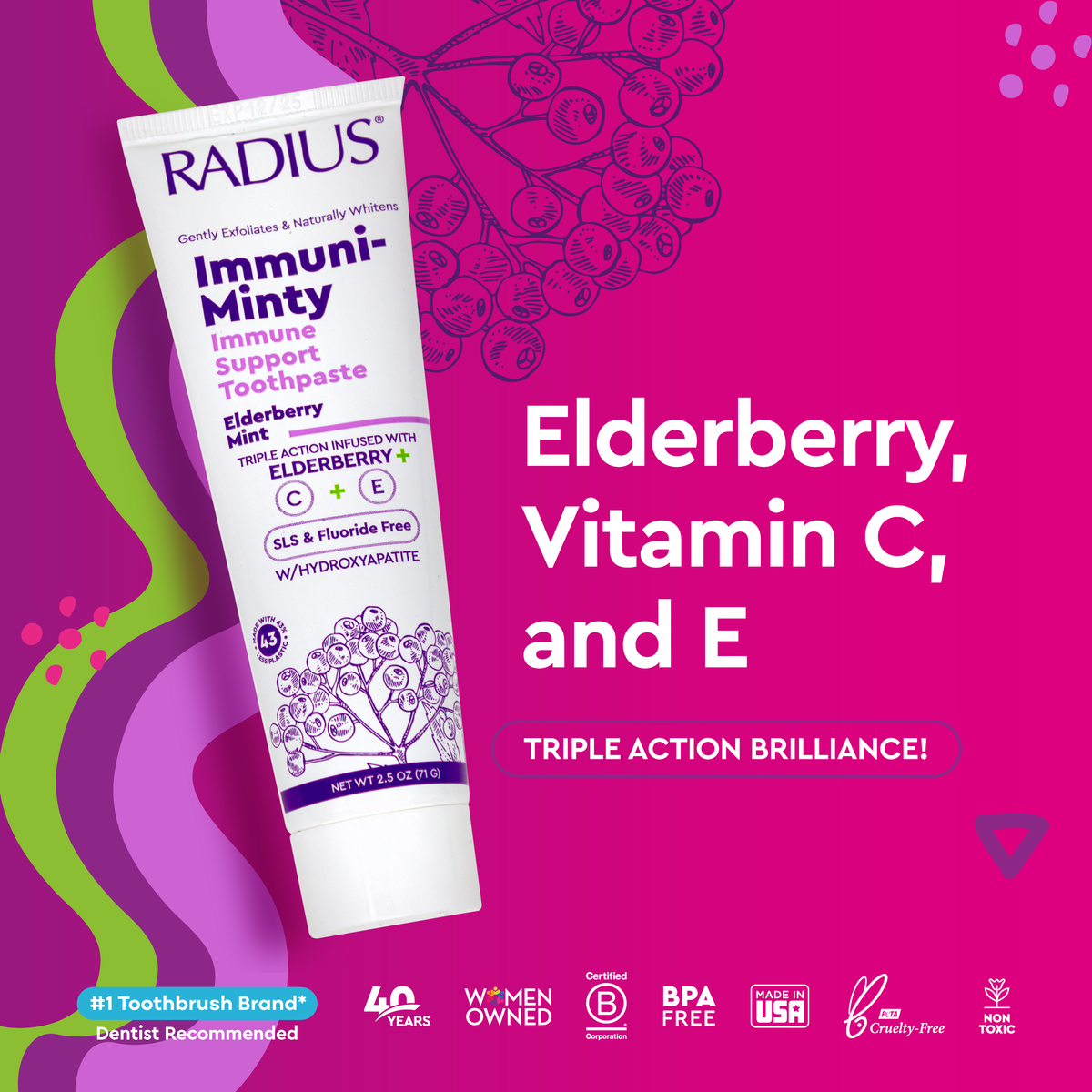 RADIUS - IMMUNI-MINTY Immune Support Toothpaste, Elderberry Mint