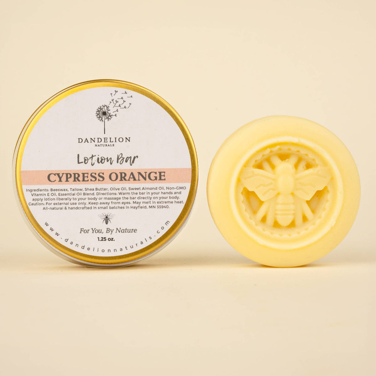 Dandelion Naturals - Cypress Orange Tallow Lotion Bar | Solid Lotion Bar