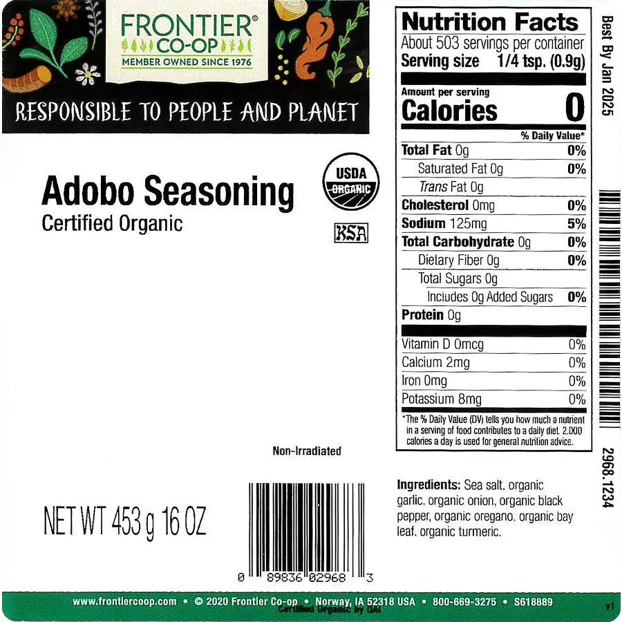 Frontier Co-op Adobo Seasoning, Organic