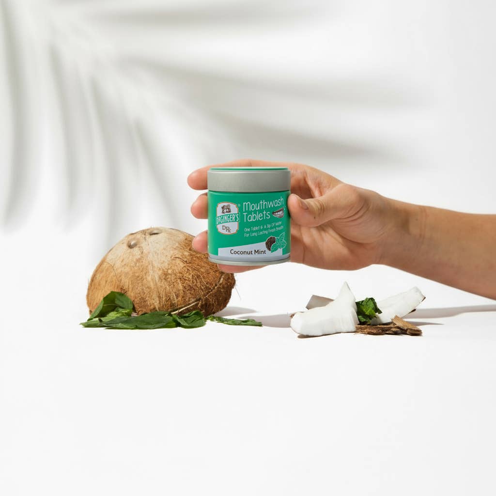 Dr. Ginger's | Coconut Powered Oral Care - Mouthwash Tablets | Coconut Powered | Eco & Travel Friendly