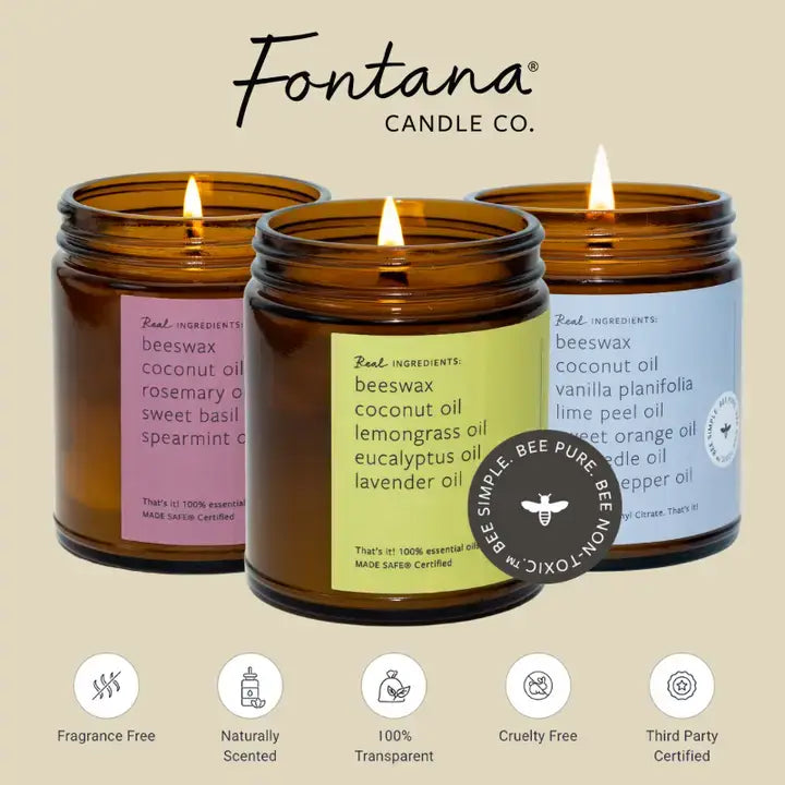 Fontana Candle Co. - Vanilla Mint Essential Oil Jar Candle: Non-Toxic