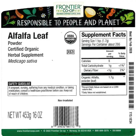 Frontier Co-op Alfalfa Leaf Powder, Organic