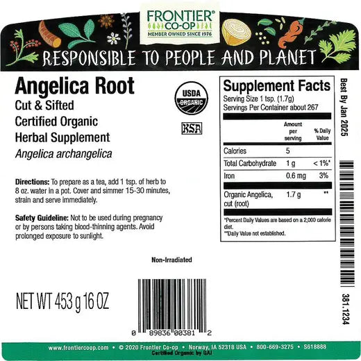 Frontier Co-op Angelica Root, Cut & Sifted, Organic
