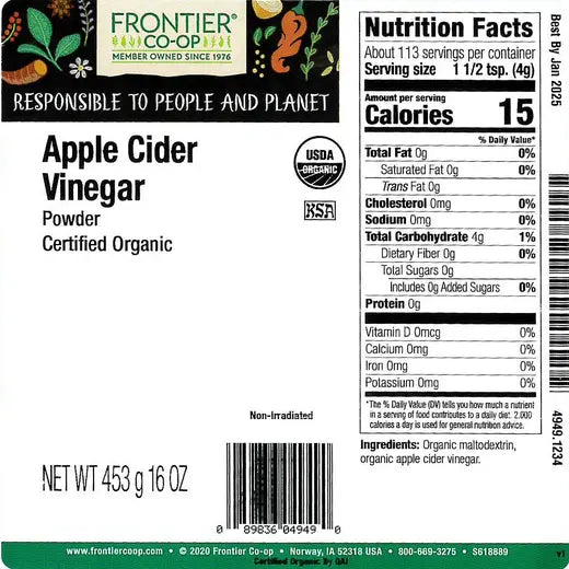 Frontier Co-op Apple Cider Vinegar Powder, Organic