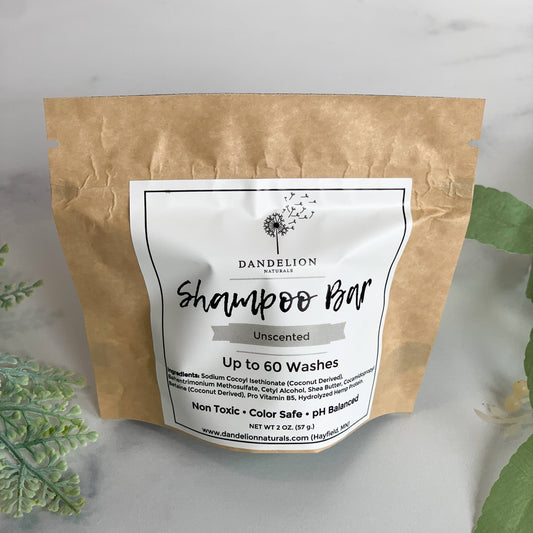 Dandelion Naturals - Shampoo Bar | Unscented| Packaged | Solid Shampoo