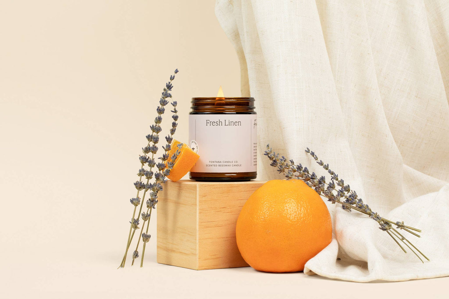 Fontana Candle Co. - Fresh Linen Essential Oil Beeswax Jar Candle: Non-Toxic