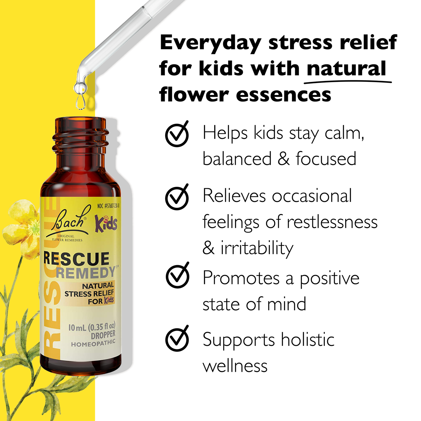 RESCUE & Bach Original Flower Remedies - Bach Rescue Remedy KIDS Natural Stress Relief Dropper 10mL