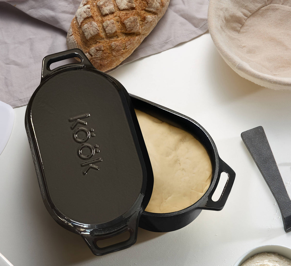 Kook - Kook Dutch Oven with Lid, Enameled Cast Iron, 3.4 qt