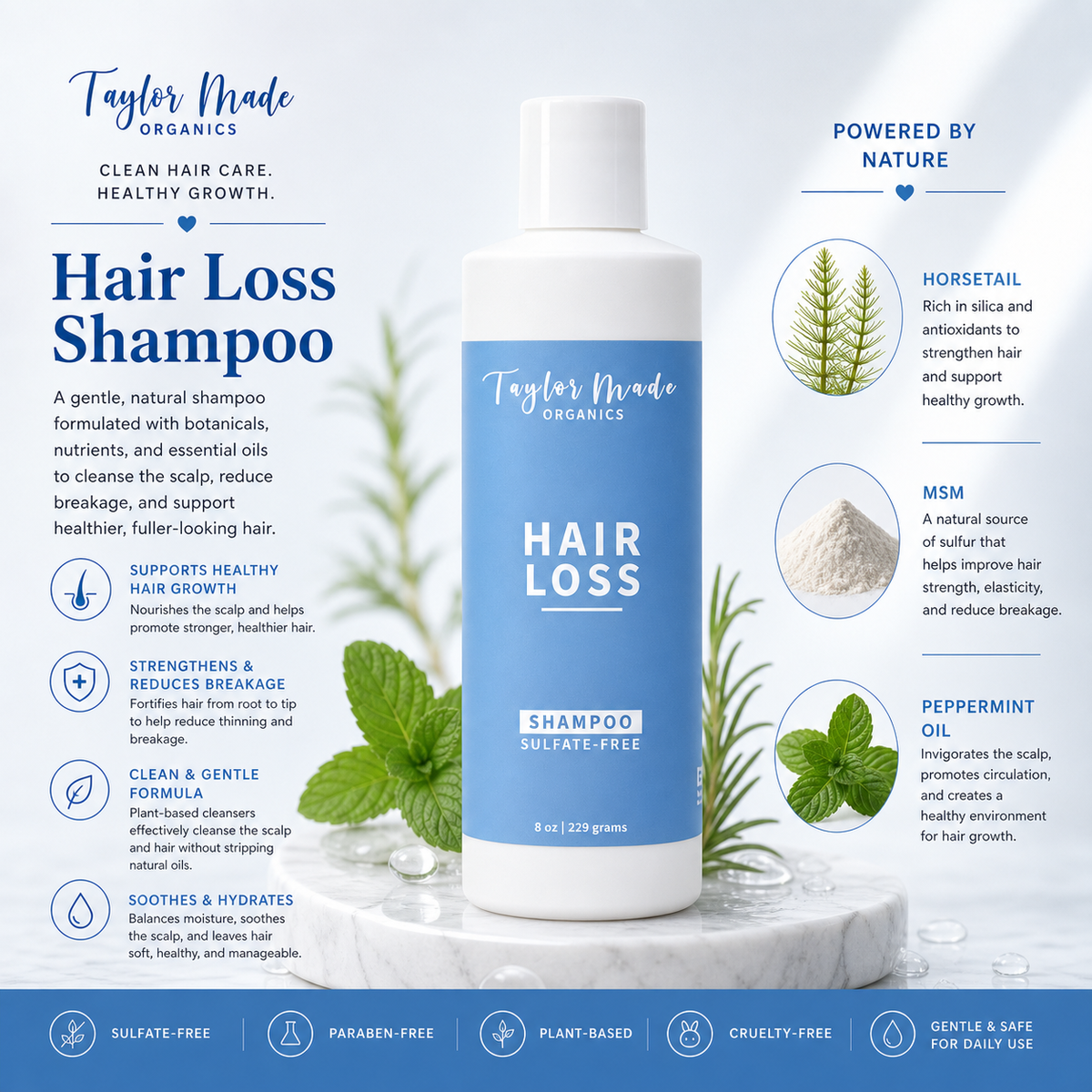Taylor Made Organics - Hair Loss Shampoo | sulfate-free growth