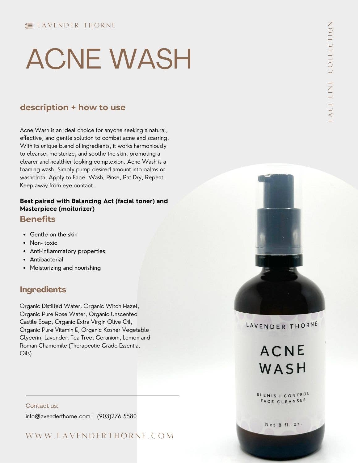 Lavender Thorne - Acne Wash Natural Facial Cleanser, Pore Unclogging