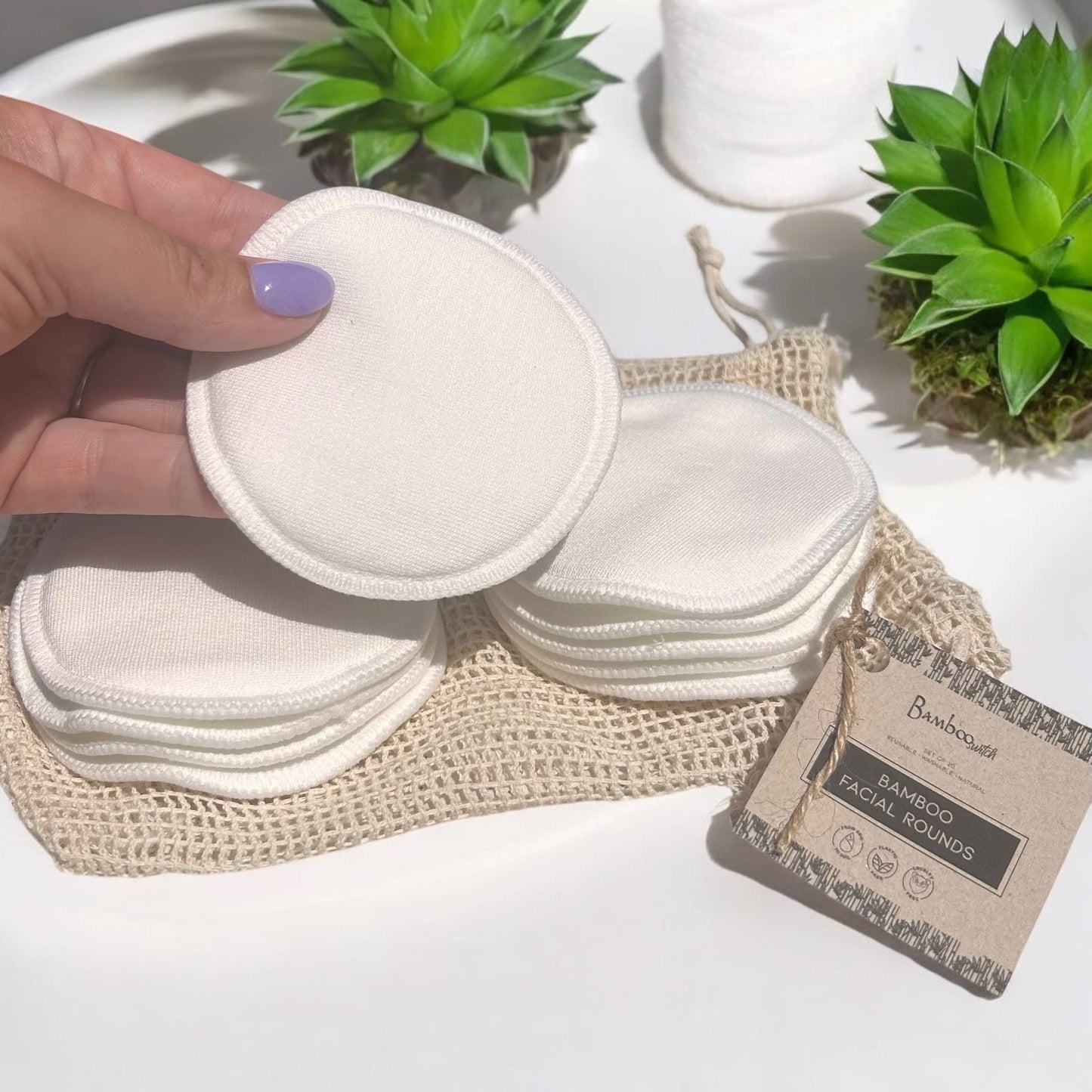 Bamboo Switch - Set of 10 - Reusable Bamboo Cotton Facial Rounds| Bestseller