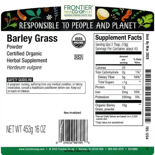 Frontier Co-op Barley Grass Powder, Organic