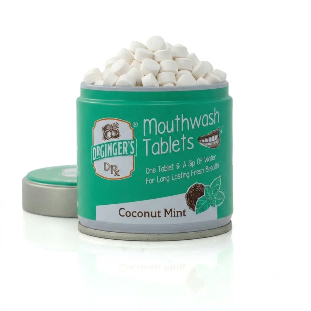 Dr. Ginger's | Coconut Powered Oral Care - Mouthwash Tablets | Coconut Powered | Eco & Travel Friendly