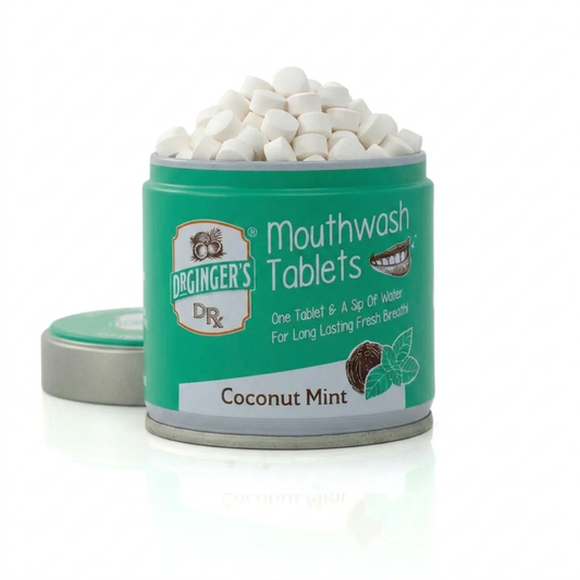 Dr. Ginger's | Coconut Powered Oral Care - Mouthwash Tablets | Coconut Powered | Eco & Travel Friendly
