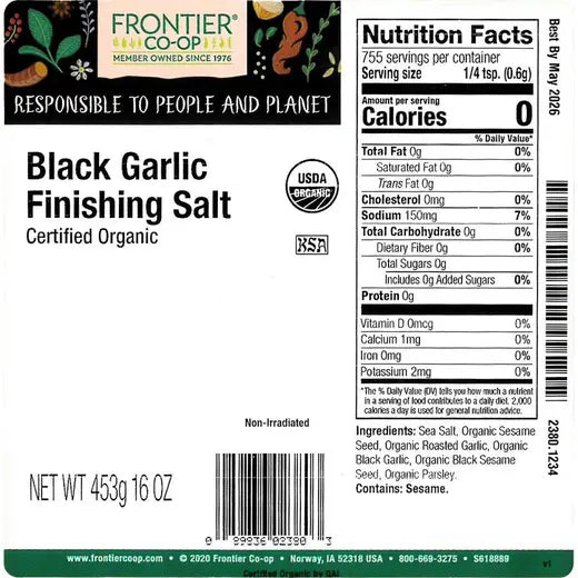 Frontier Co-op Black Garlic Finishing Salt, Organic