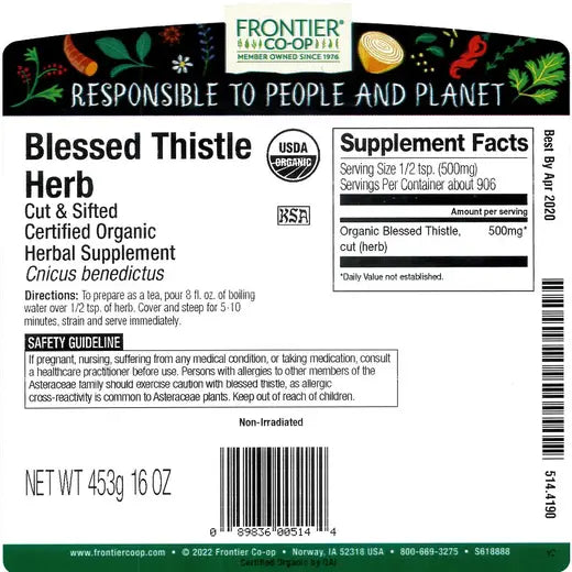 Frontier Co-op Blessed Thistle Herb, Cut & Sifted, Organic