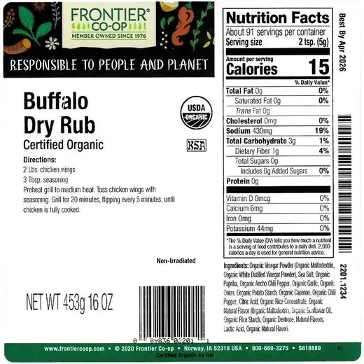 Frontier Co-op Buffalo Dry Rub, Organic