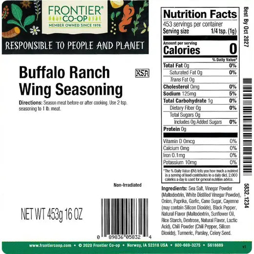 Frontier Co-op Buffalo Ranch Wing Seasoning
