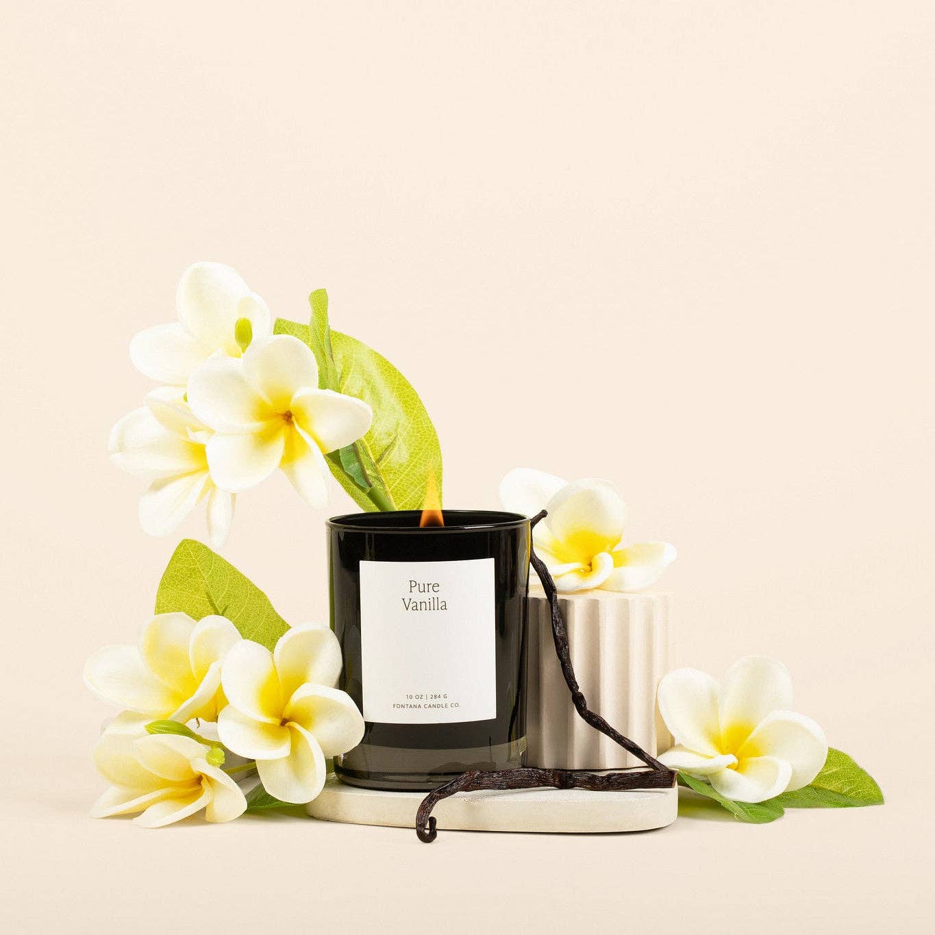 Fontana Candle Co. - Pure Vanilla Beeswax & Essential Oil Noir Black Glass Candle