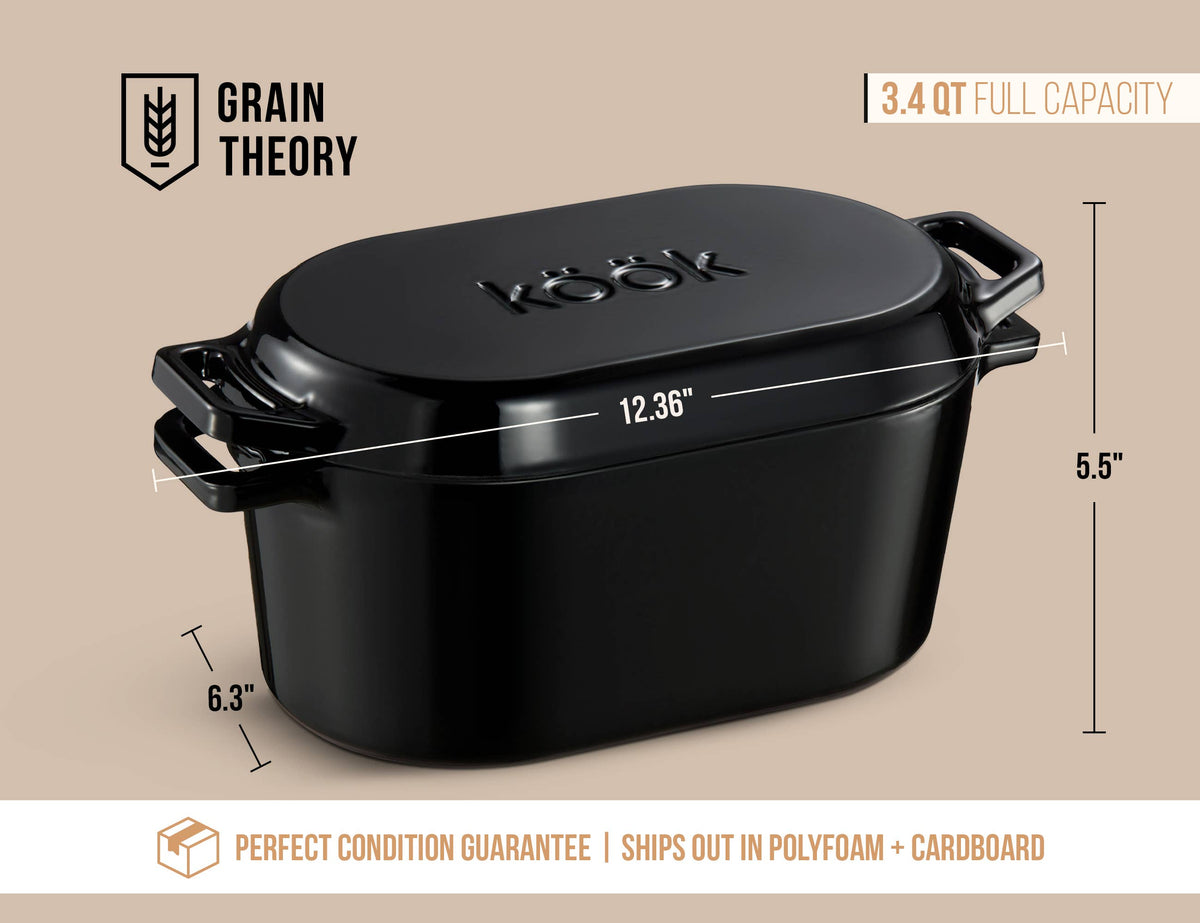 Kook - Kook Dutch Oven with Lid, Enameled Cast Iron, 3.4 qt