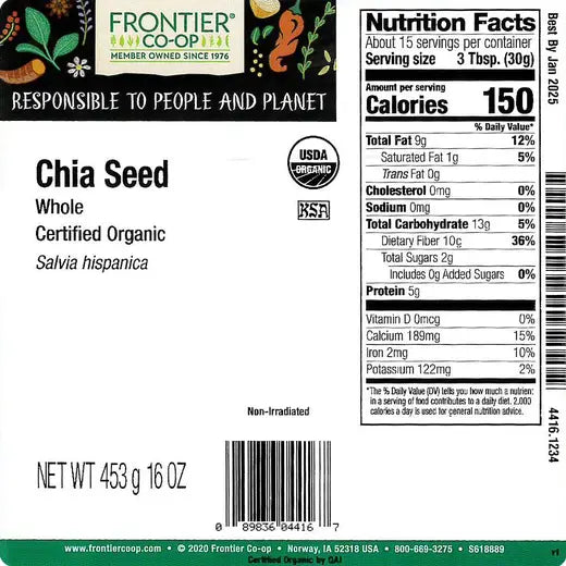 Frontier Co-op Chia Seed, Whole, Organic