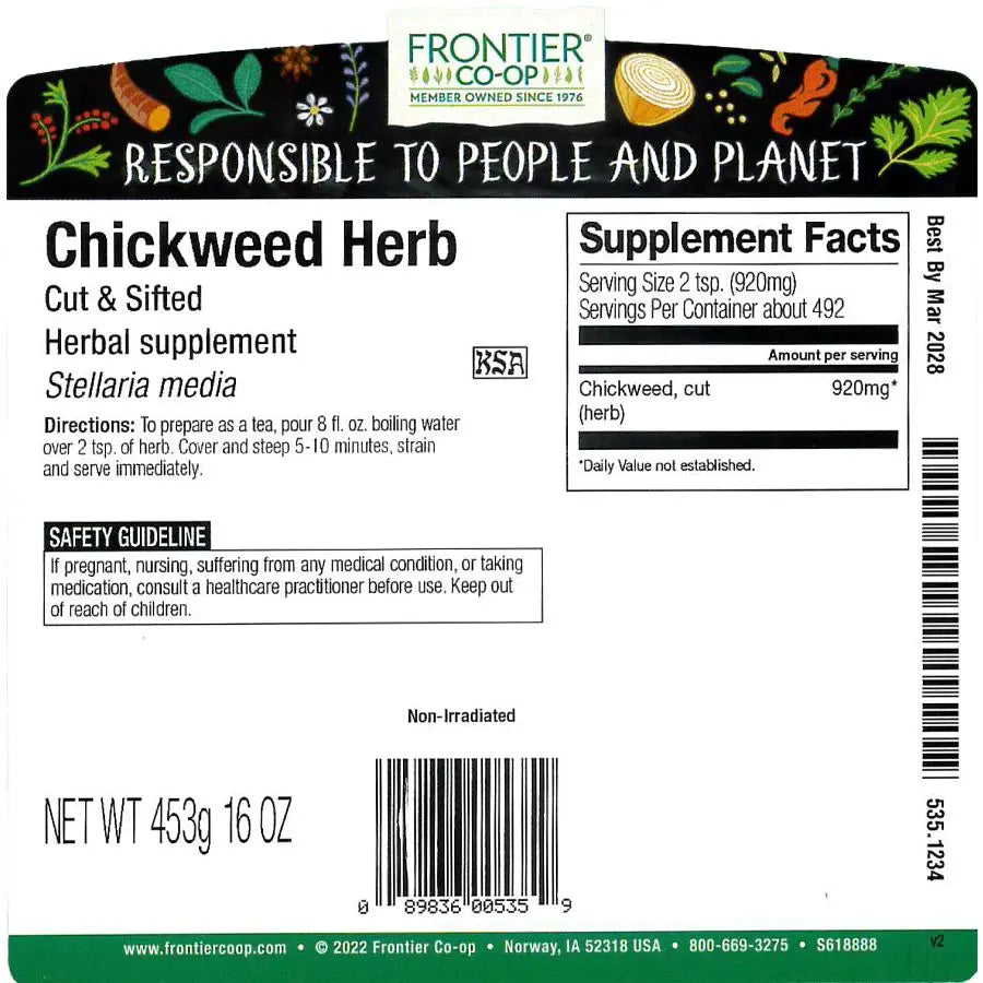 Frontier Co-op Chickweed Herb, Cut & Sifted