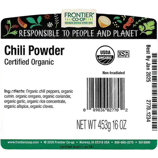 Frontier Co-op Chili Powder, Organic