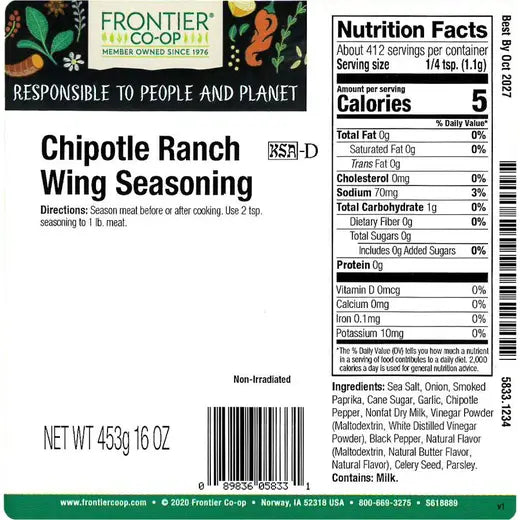 Frontier Co-op Chipotle Ranch Wing Seasoning