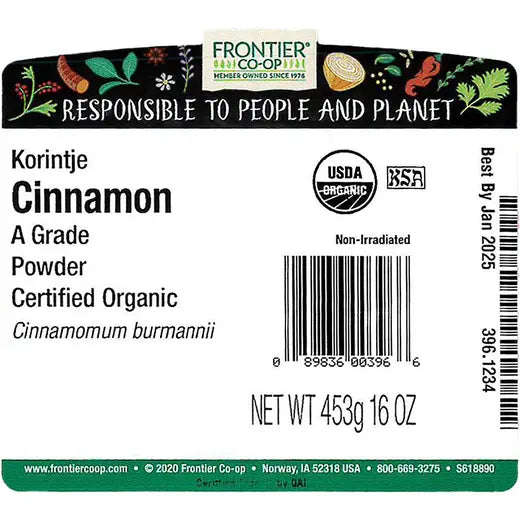 Frontier Co-op Korintje Cinnamon, Ground, Organic