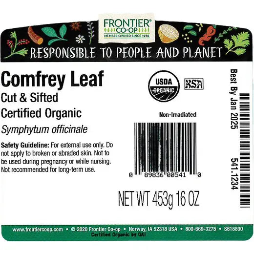 Frontier Co-op Comfrey Leaf, Cut & Sifted, Organic