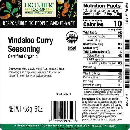Frontier Co-op Vindaloo Curry Seasoning, Organic