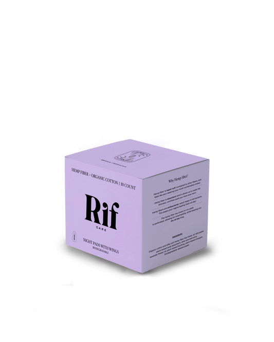Rif Care - Night Organic Biodegradable Hemp Fiber Long Pads  (10 ct)