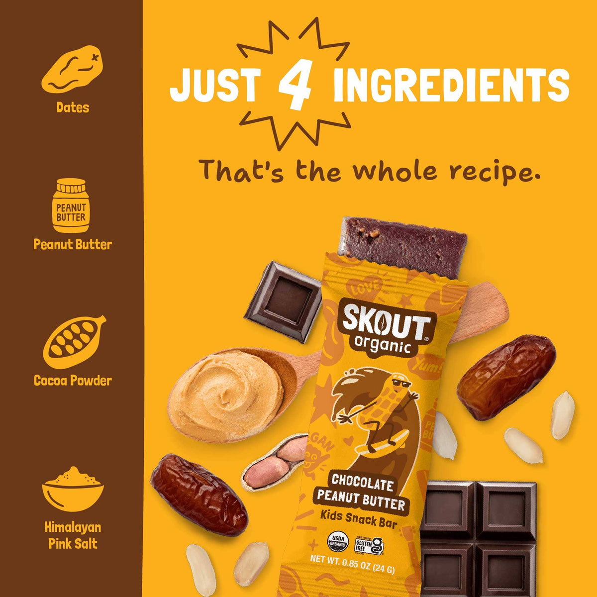 Skout Organic - Skout Organic Chocolate Peanut Butter Kids Snack Bar