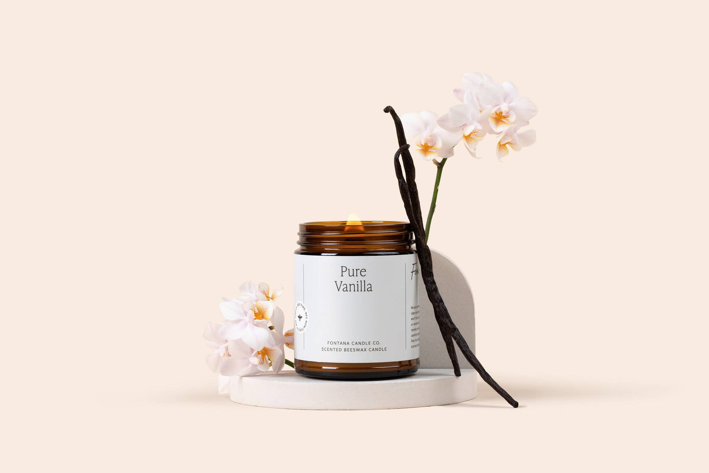 Fontana Candle Co. - Pure Vanilla Essential Oil Beeswax Jar Candle: Non-Toxic