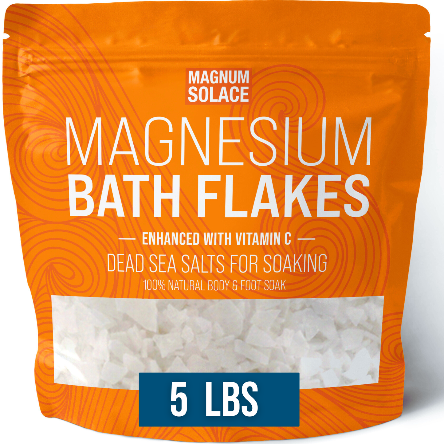 Magnum Solace - Magnesium Bath Flakes, Bath Soak With Vitamin C (5lbs)