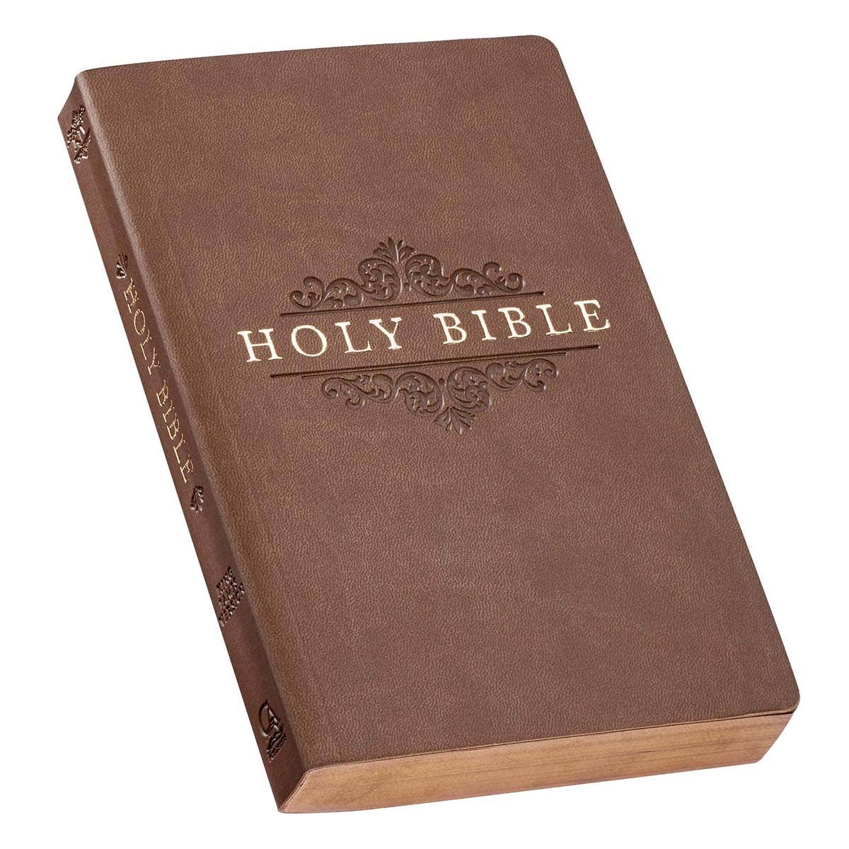 Christian Art Gifts - KJV Bible Gift & Award Faux Leather, Tan