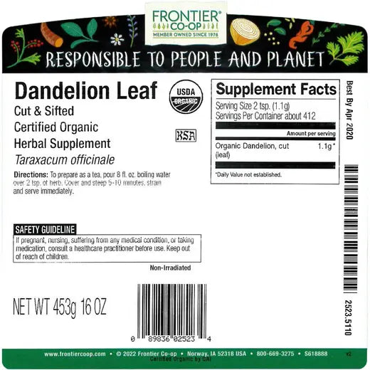 Frontier Co-op Dandelion Leaf Flakes, Organic