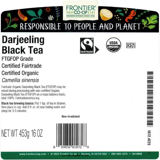 Frontier Co-op Darjeeling Black Tea (FTGFOP1 Grade), Organic, Fairtrade Certified