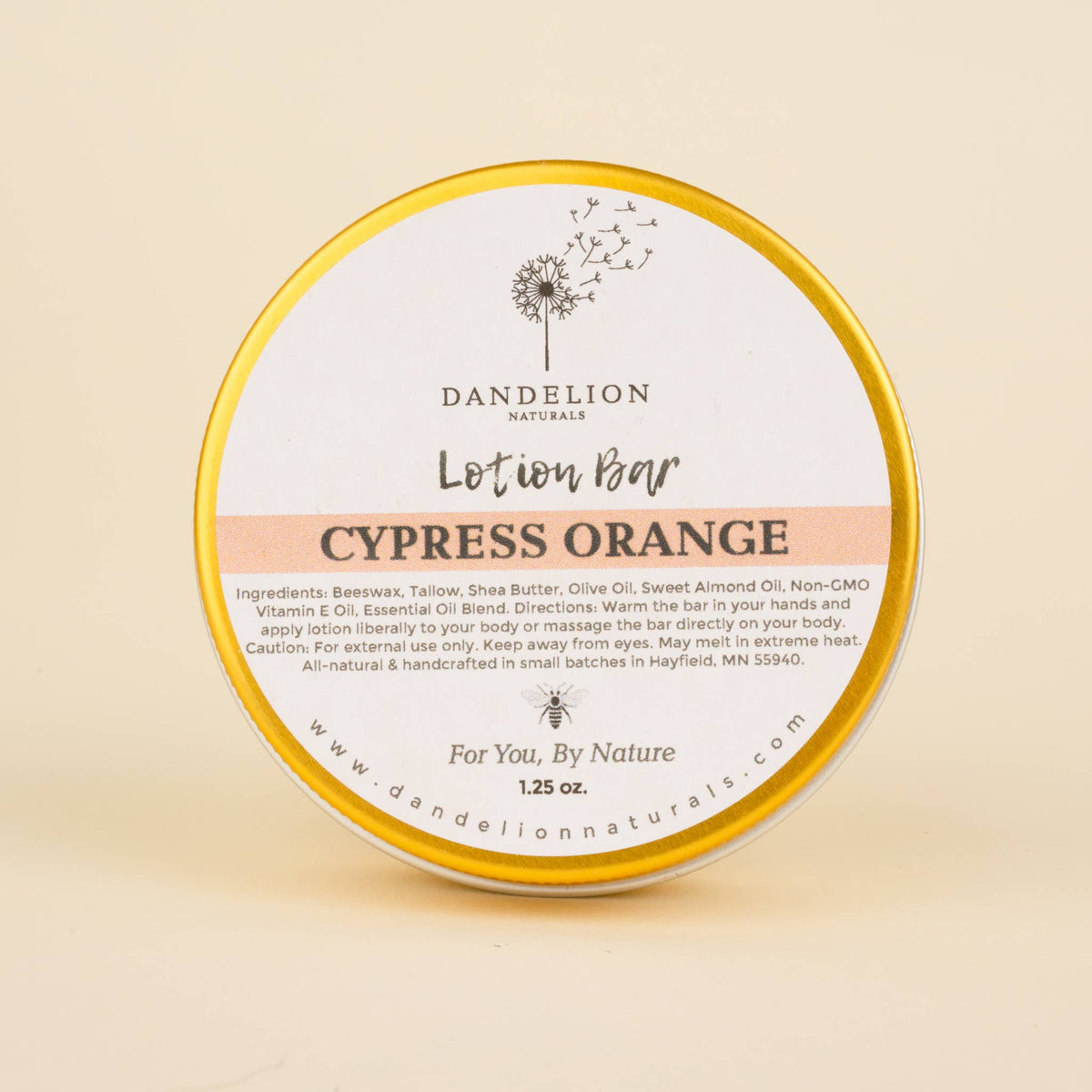 Dandelion Naturals - Cypress Orange Tallow Lotion Bar | Solid Lotion Bar