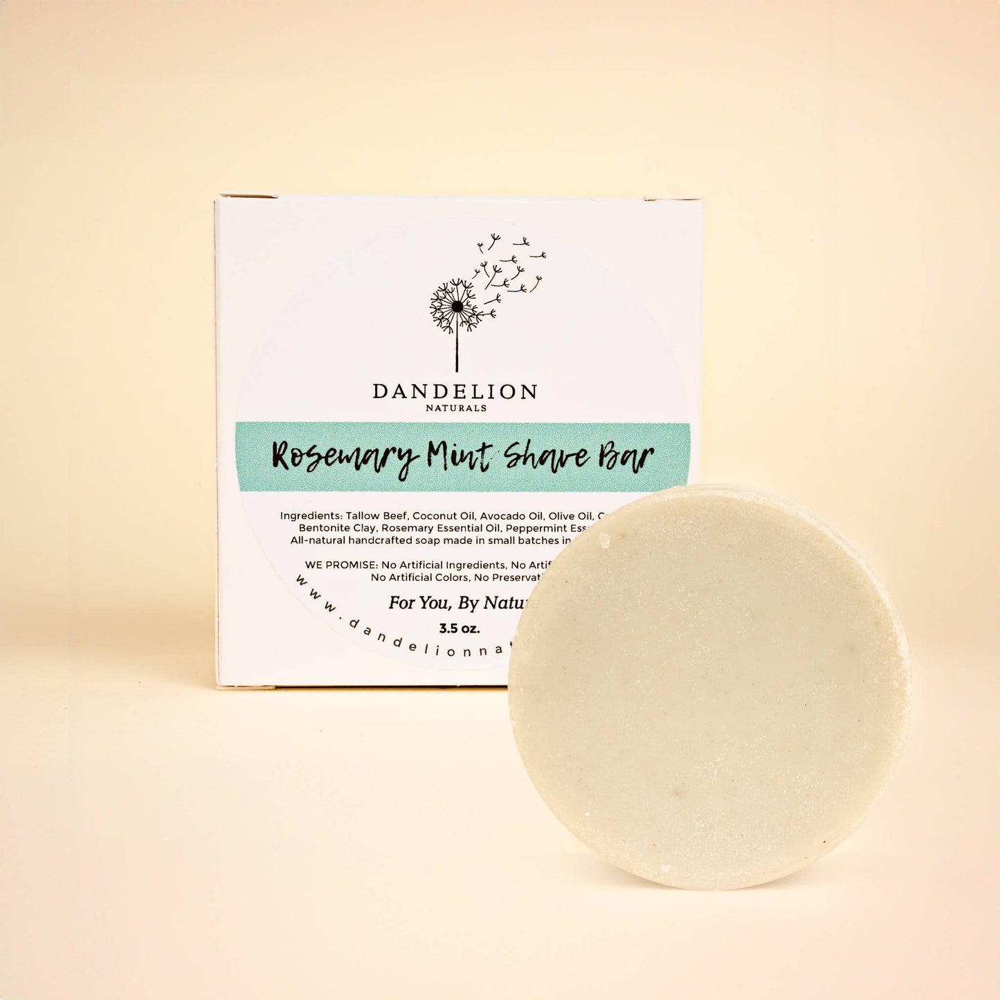 Dandelion Naturals - Shave Soap | Shave Puck | Rosemary + Mint | Tallow Shave Bar