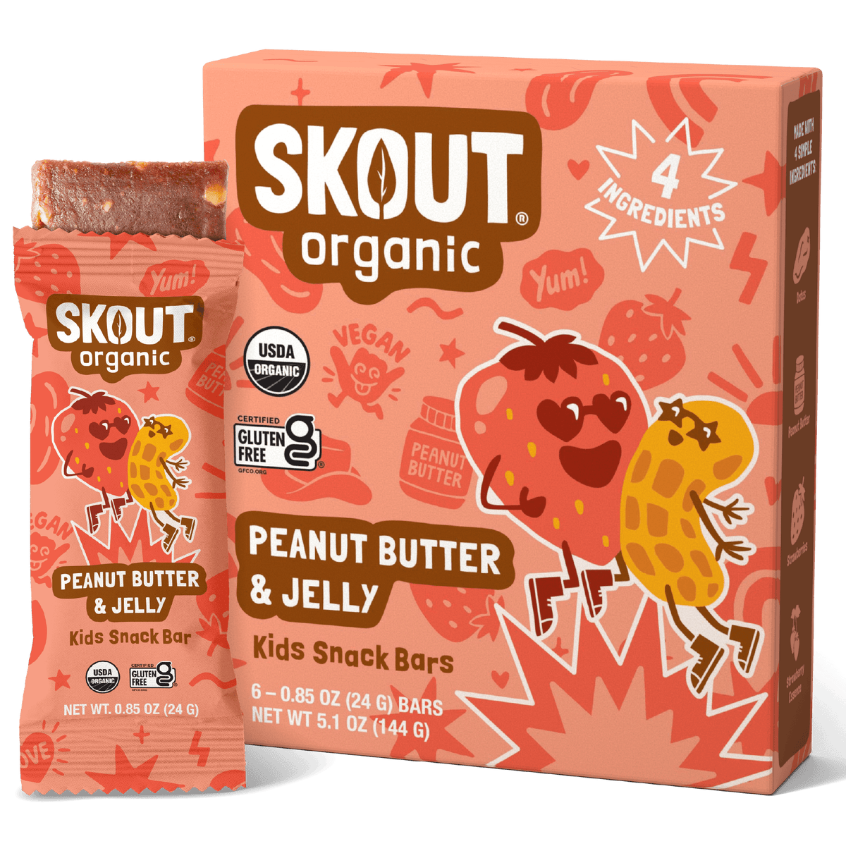 Skout Organic - Skout Organic Peanut Butter & Jelly Kids Snack Bar