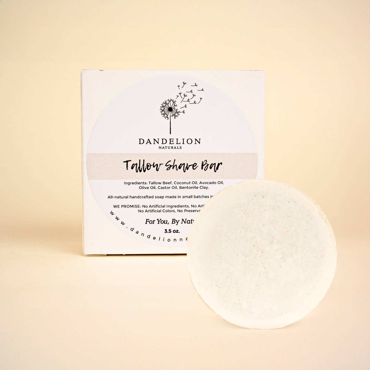 Dandelion Naturals - Shave Bar | Shave Soap | Tallow Shave Soap | Unscented Soap
