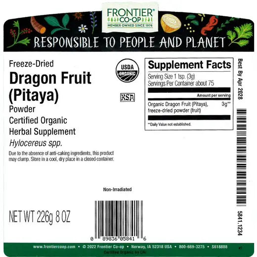 Frontier Co-op Freeze-Dried Dragon Fruit (Pitaya), Organic