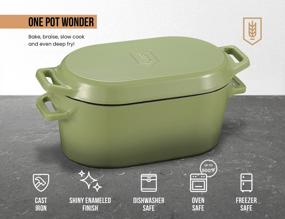 Kook - Kook Dutch Oven with Lid, Enameled Cast Iron, 3.4 qt