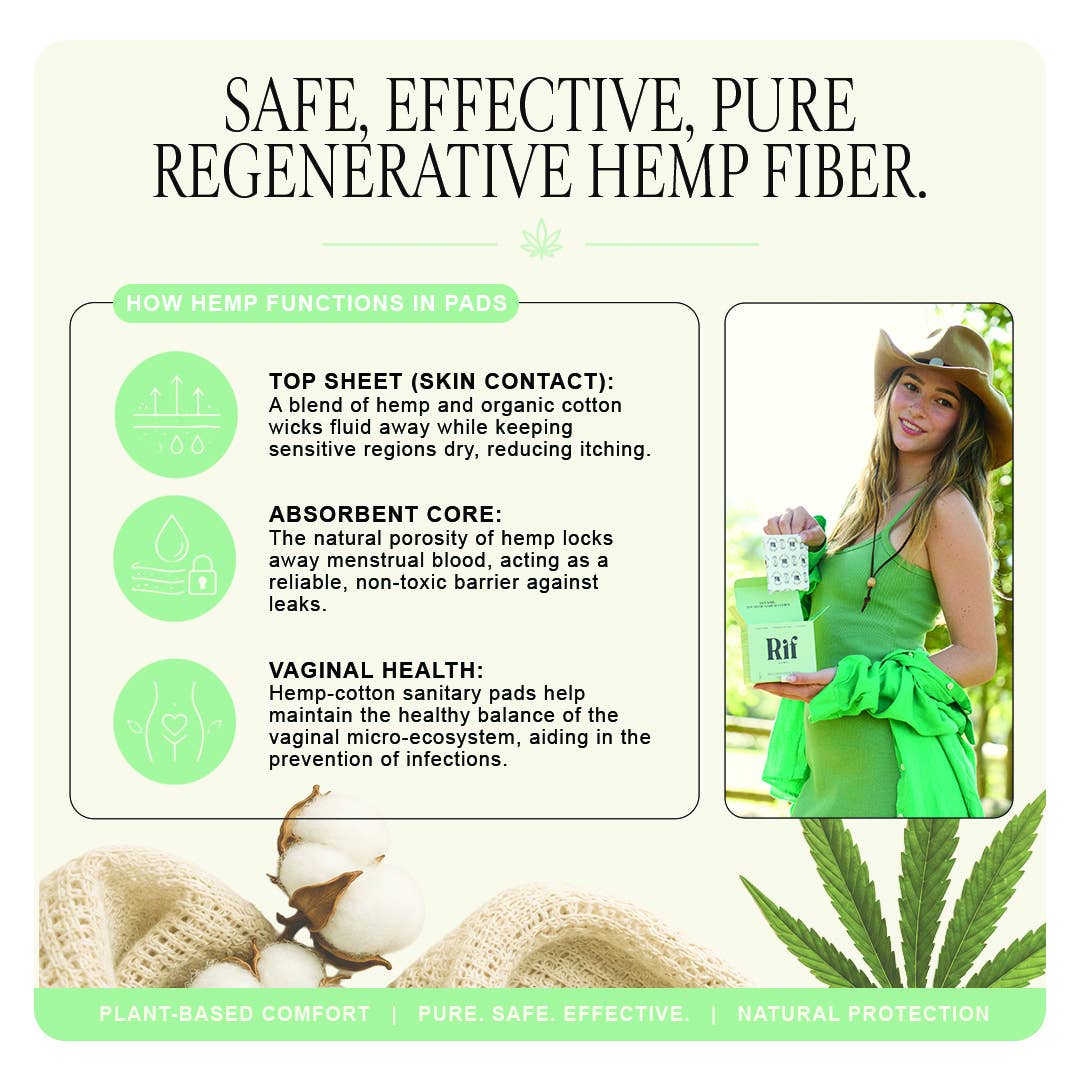 Rif Care - Regular (14 ct) Organic Biodegradable Hemp Fiber Pads