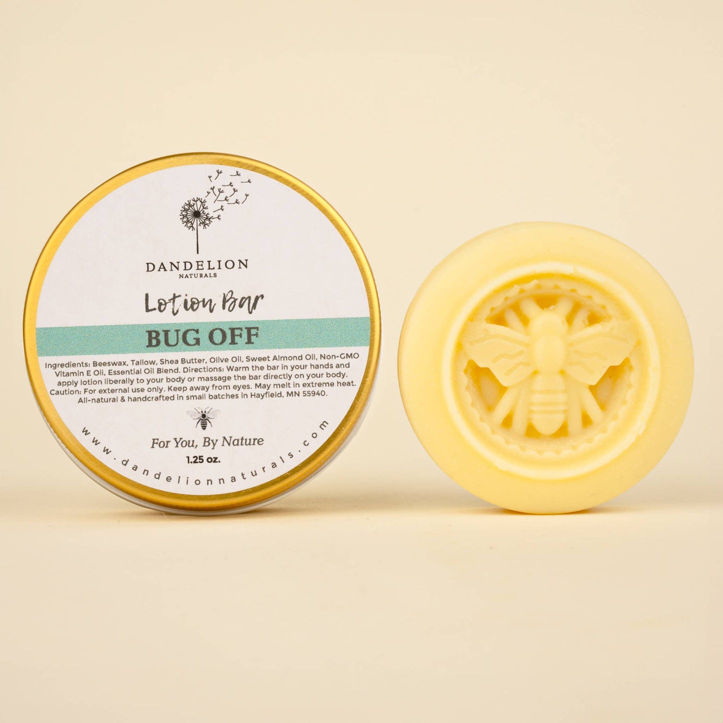 Dandelion Naturals - Tallow Lotion Bar | Bug Repellant | Bug Off | Outdoor Bar