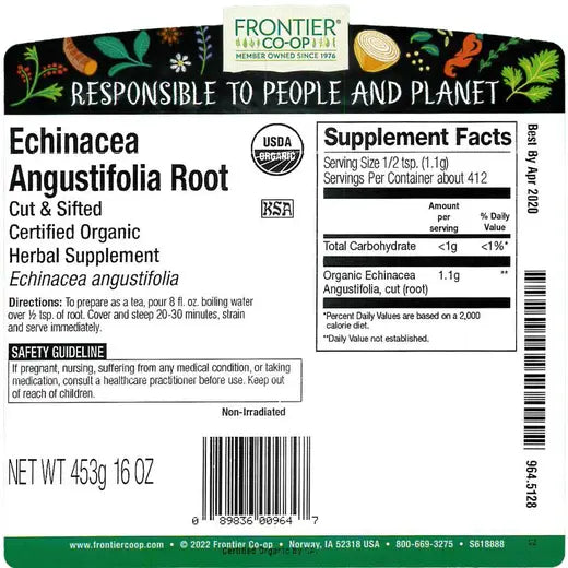 Frontier Co-op Echinacea Angustifolia Root, Cut & Sifted, Organic