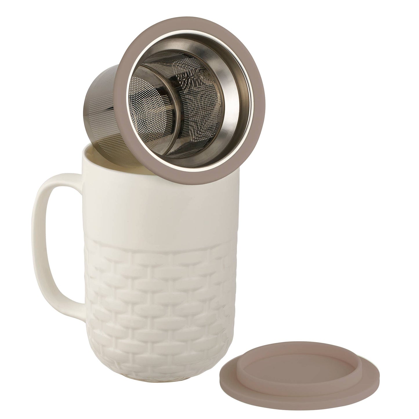 CasaWare - Weave 15oz Tea Infuser Mug White